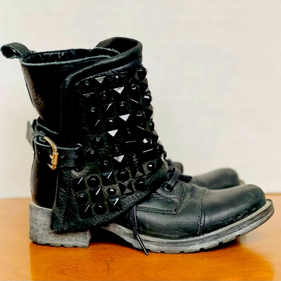 ALDO Black Leather Ankle Boots with Detachable Studs 37 - Picture 3 of 9